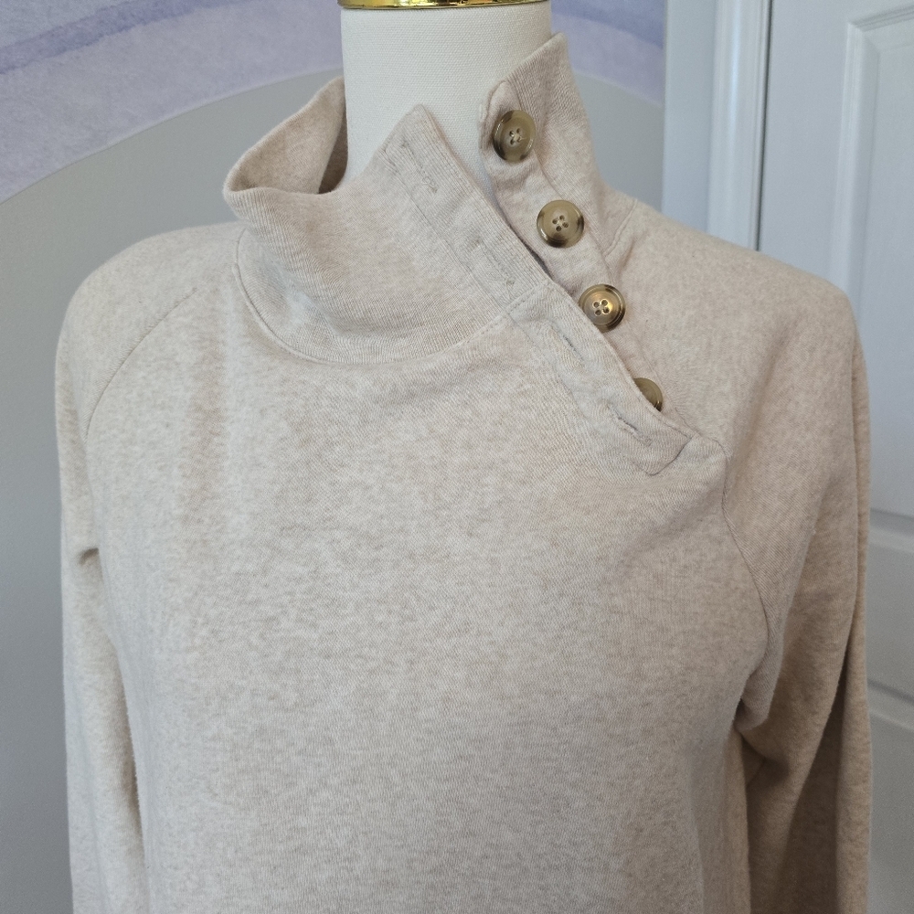 J. Crew | Small | Beige Button Neck Collar Pullover Sweater - Picture 3 of 11